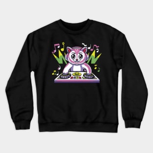 Dj Cute Cat Crewneck Sweatshirt